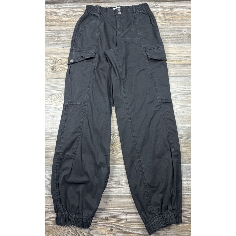 Y2K Garage Cargo Joggers Womens Med Black Utility Streetwear Elastic Waist